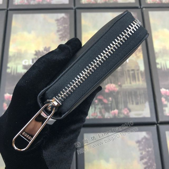 Gucci包 古馳錢包 597676黑皮 Gucci字母精美刺繡圖案 Gucci拉鏈錢包  gudj1254